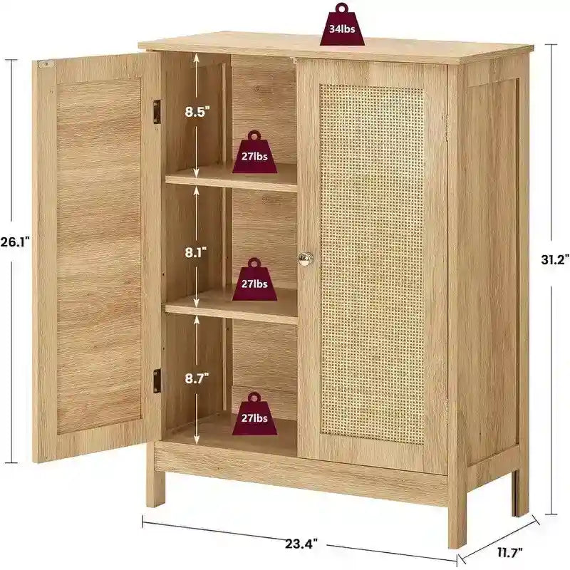 Meuble de rangement pour salle de bain, avec 2 portes et 2 étagères - 29,7P x 59,4L x 79,2H cm