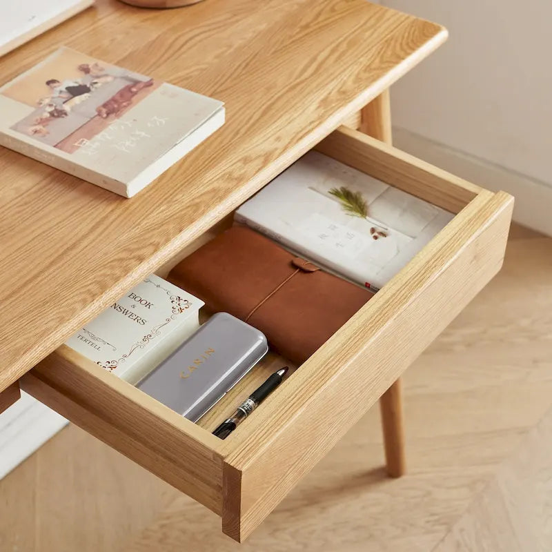 Bureau en bois de chêne massif naturel avec tiroir