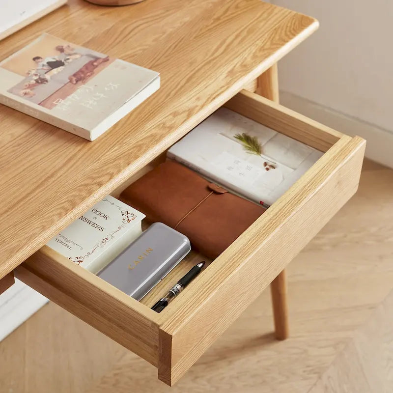 Bureau en bois de chêne massif naturel avec tiroir