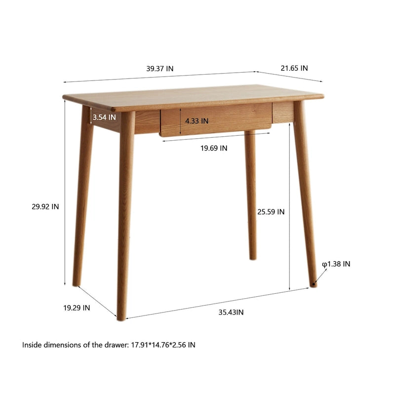 Bureau en bois de chêne massif naturel avec tiroir