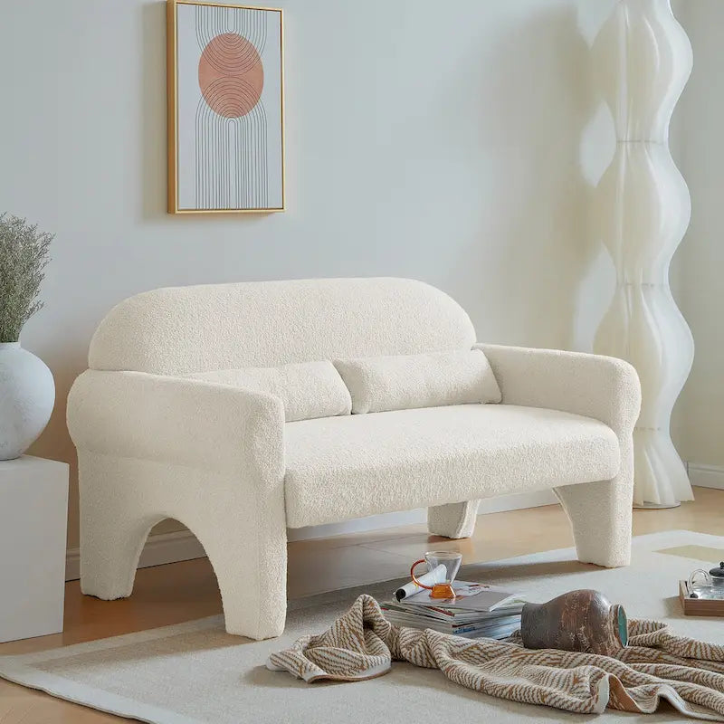 [VIDÉO fournie]Causeuse moderne en bouclette pour le salon