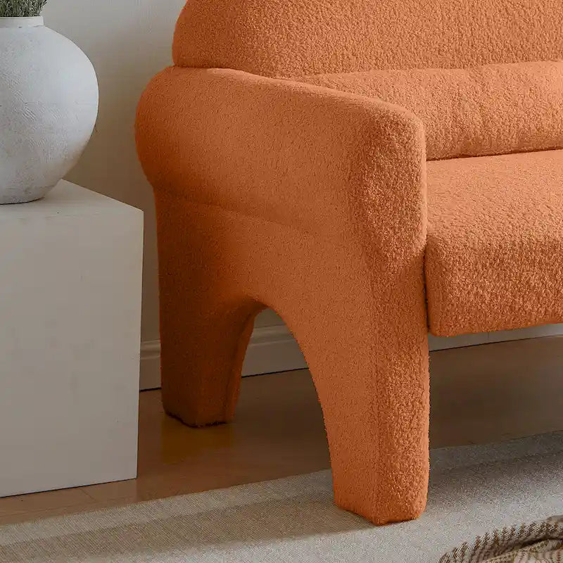 [VIDÉO fournie]Causeuse moderne en bouclette pour le salon