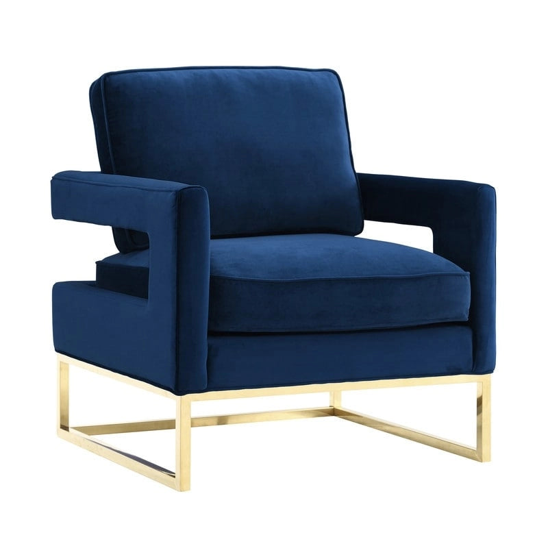 Chaise en velours bleu marine Avery