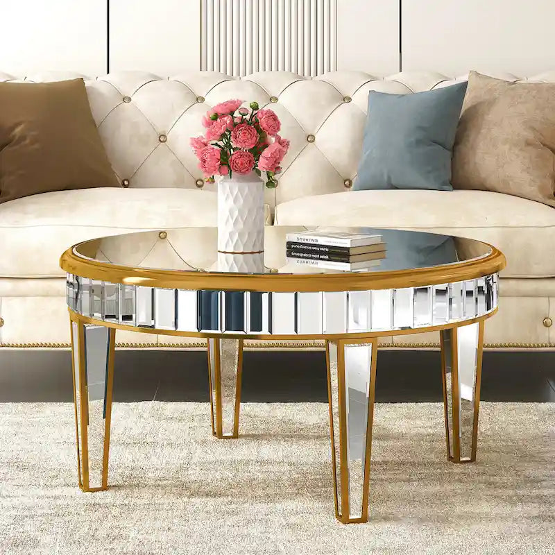 Table basse ronde Table d'appoint miroir