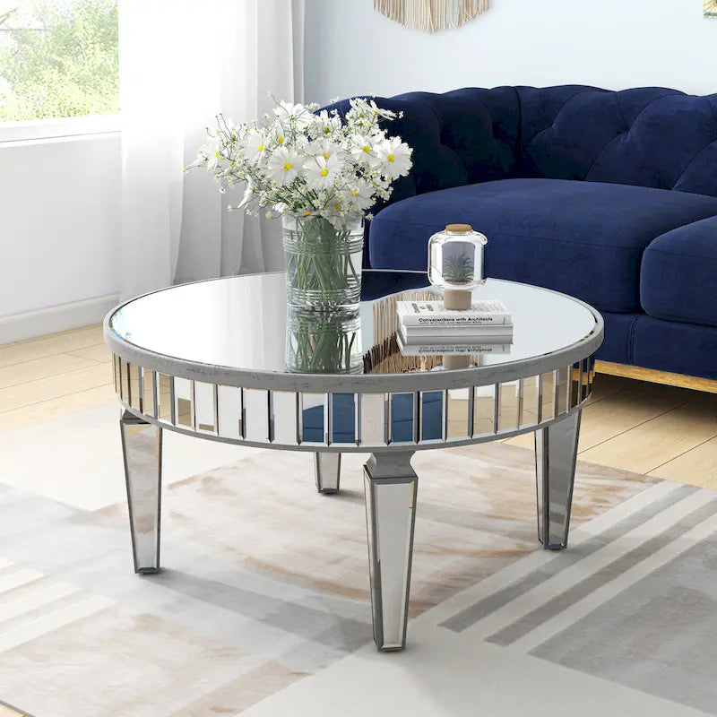 Table basse ronde Table d'appoint miroir