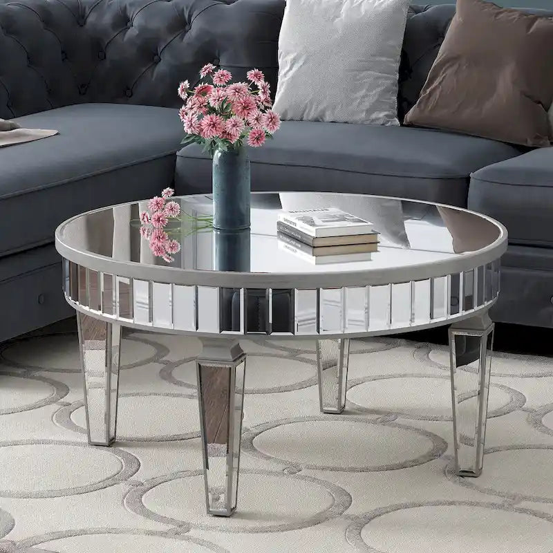 Table basse ronde Table d'appoint miroir