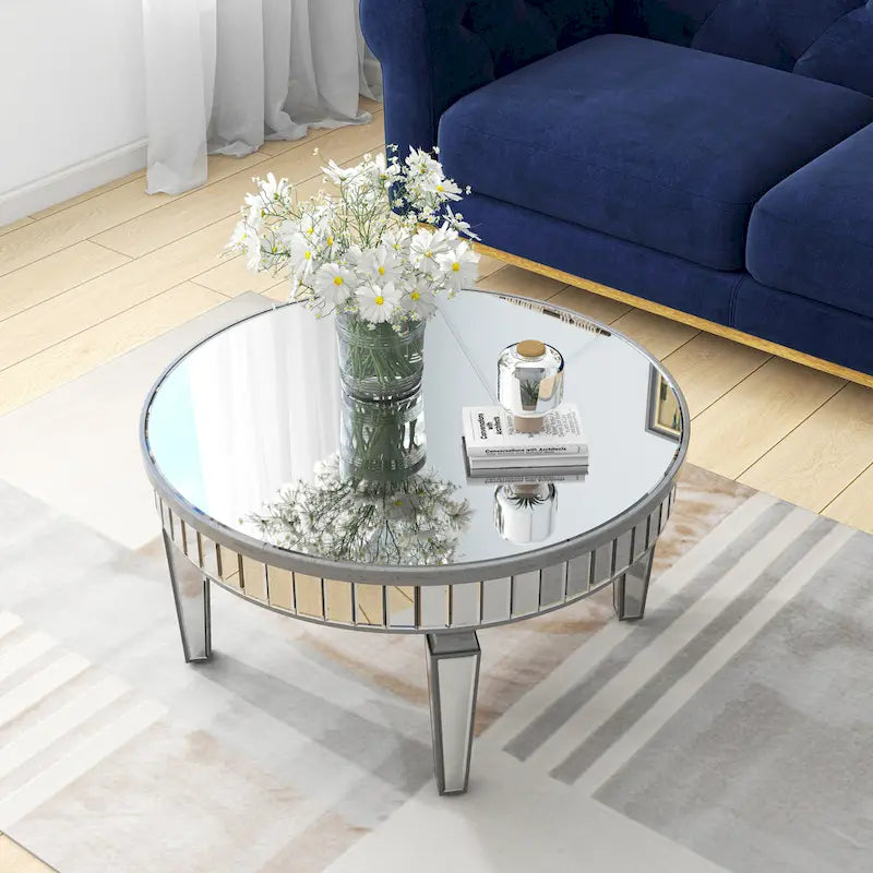 Table basse ronde Table d'appoint miroir