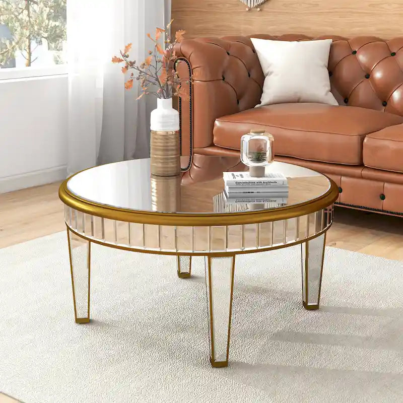 Table basse ronde Table d'appoint miroir