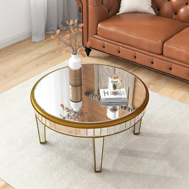Table basse ronde Table d'appoint miroir