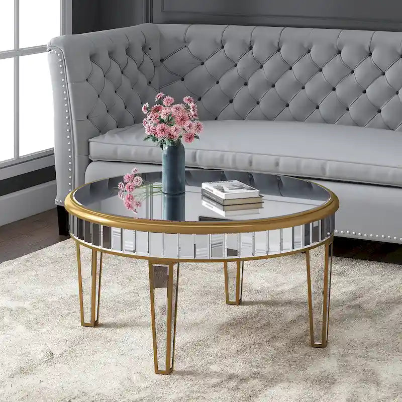 Table basse ronde Table d'appoint miroir