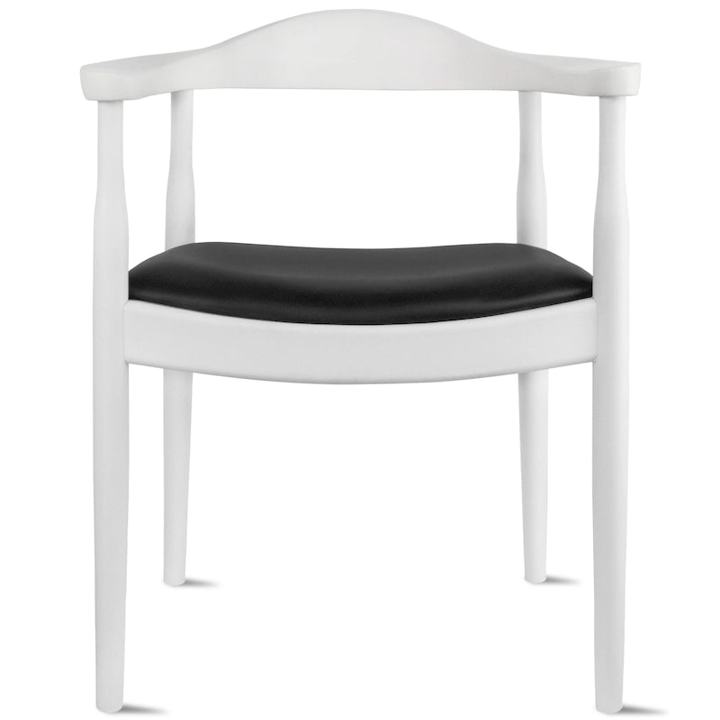 Chaises Kennedy en bois massif avec accoudoirs, en chêne et similicuir, pour salle à manger, cuisine, chambre, bureau.