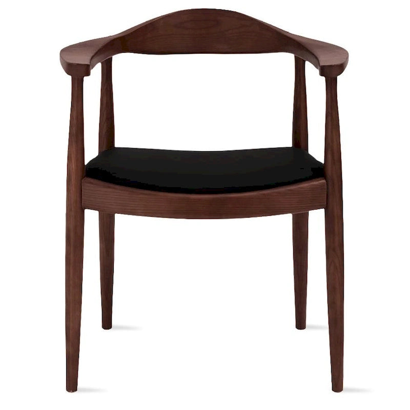 Chaises Kennedy en bois massif avec accoudoirs, en chêne et similicuir, pour salle à manger, cuisine, chambre, bureau.