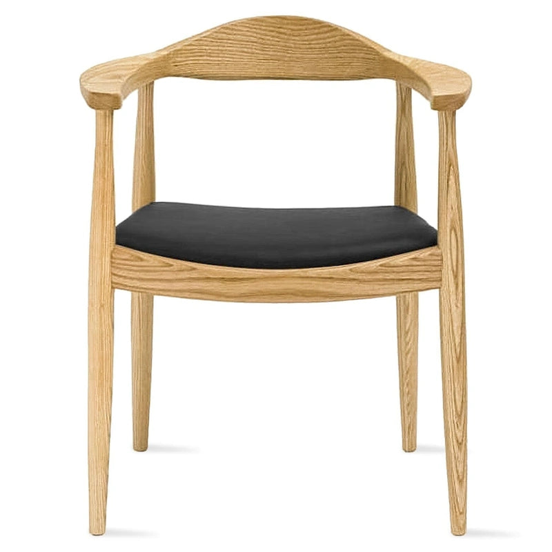 Chaises Kennedy en bois massif avec accoudoirs, en chêne et similicuir, pour salle à manger, cuisine, chambre, bureau.
