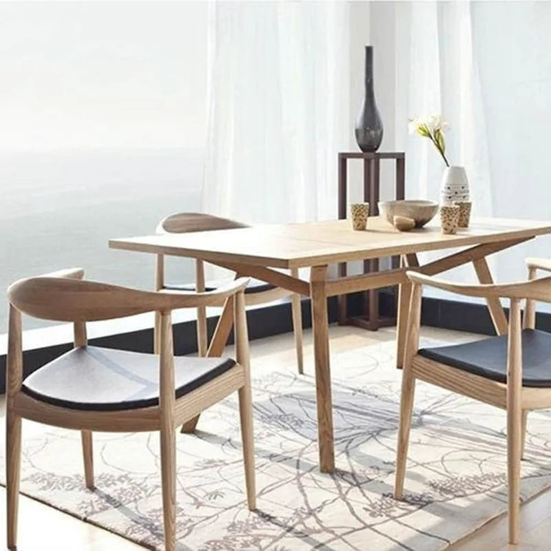 Chaises Kennedy en bois massif avec accoudoirs, en chêne et similicuir, pour salle à manger, cuisine, chambre, bureau.