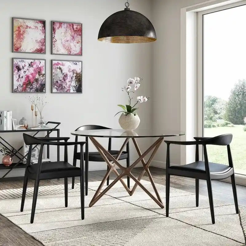 Chaises Kennedy en bois massif avec accoudoirs, en chêne et similicuir, pour salle à manger, cuisine, chambre, bureau.