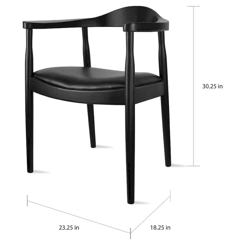 Chaises Kennedy en bois massif avec accoudoirs, en chêne et similicuir, pour salle à manger, cuisine, chambre, bureau.