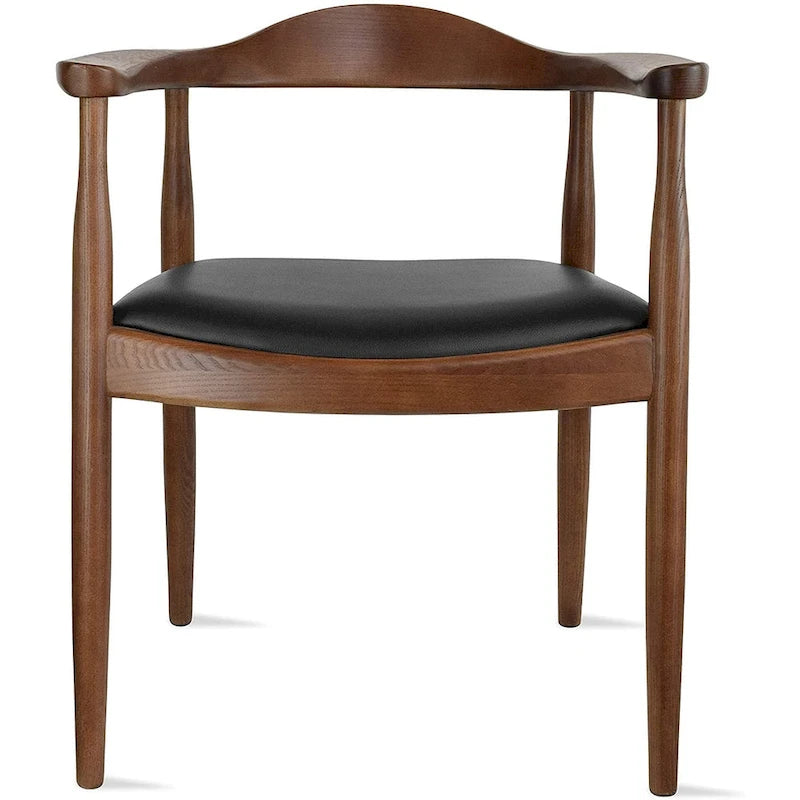 Chaises Kennedy en bois massif avec accoudoirs, en chêne et similicuir, pour salle à manger, cuisine, chambre, bureau.