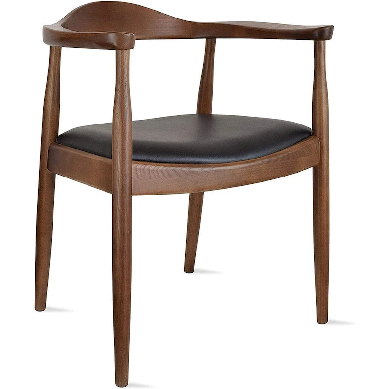 Chaises Kennedy en bois massif avec accoudoirs, en chêne et similicuir, pour salle à manger, cuisine, chambre, bureau.