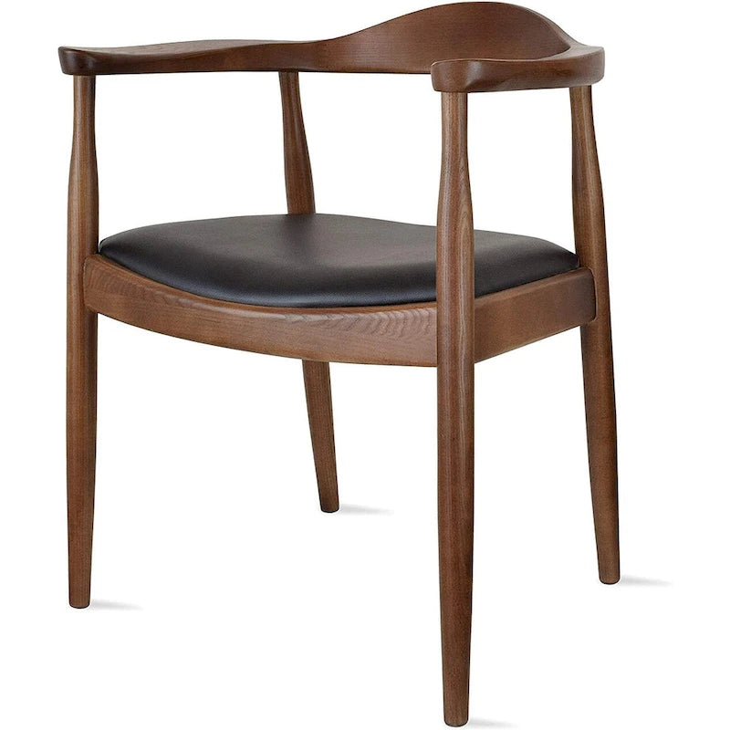 Chaises Kennedy en bois massif avec accoudoirs, en chêne et similicuir, pour salle à manger, cuisine, chambre, bureau.