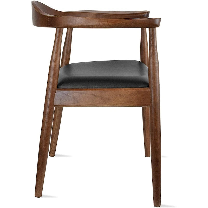 Chaises Kennedy en bois massif avec accoudoirs, en chêne et similicuir, pour salle à manger, cuisine, chambre, bureau.