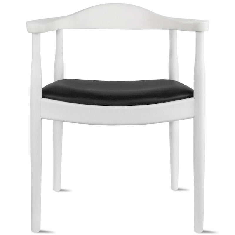 Chaises Kennedy en bois massif avec accoudoirs, en chêne et similicuir, pour salle à manger, cuisine, chambre, bureau.