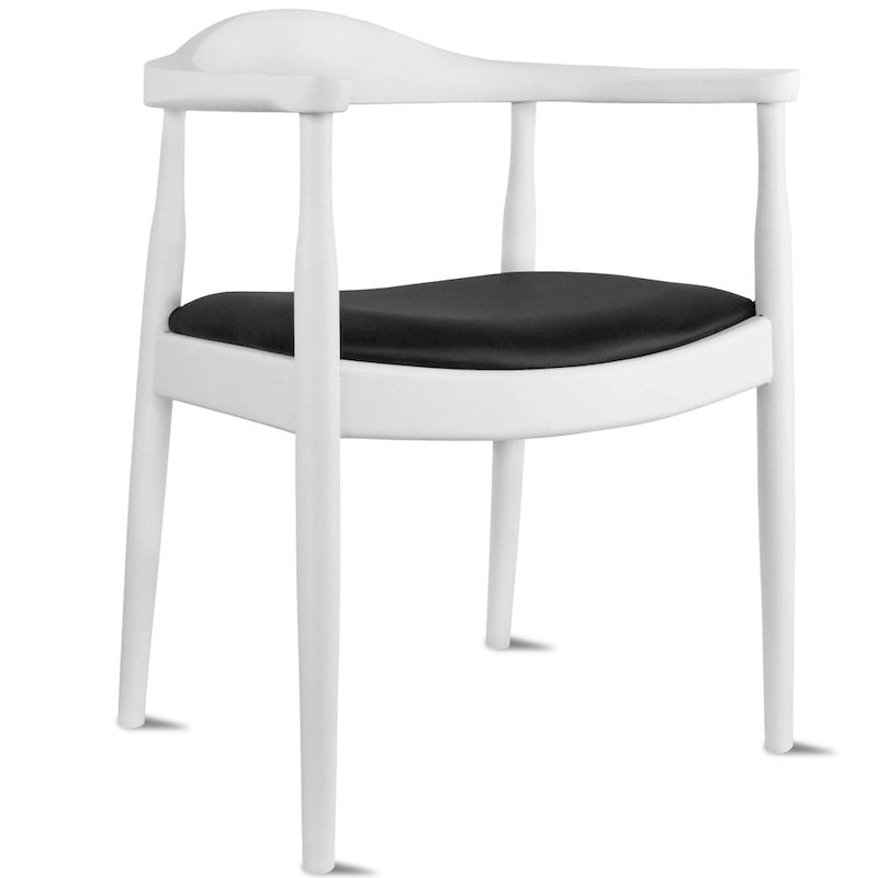 Chaises Kennedy en bois massif avec accoudoirs, en chêne et similicuir, pour salle à manger, cuisine, chambre, bureau.