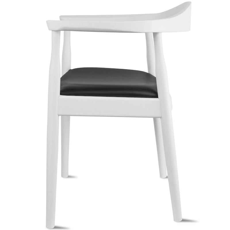 Chaises Kennedy en bois massif avec accoudoirs, en chêne et similicuir, pour salle à manger, cuisine, chambre, bureau.