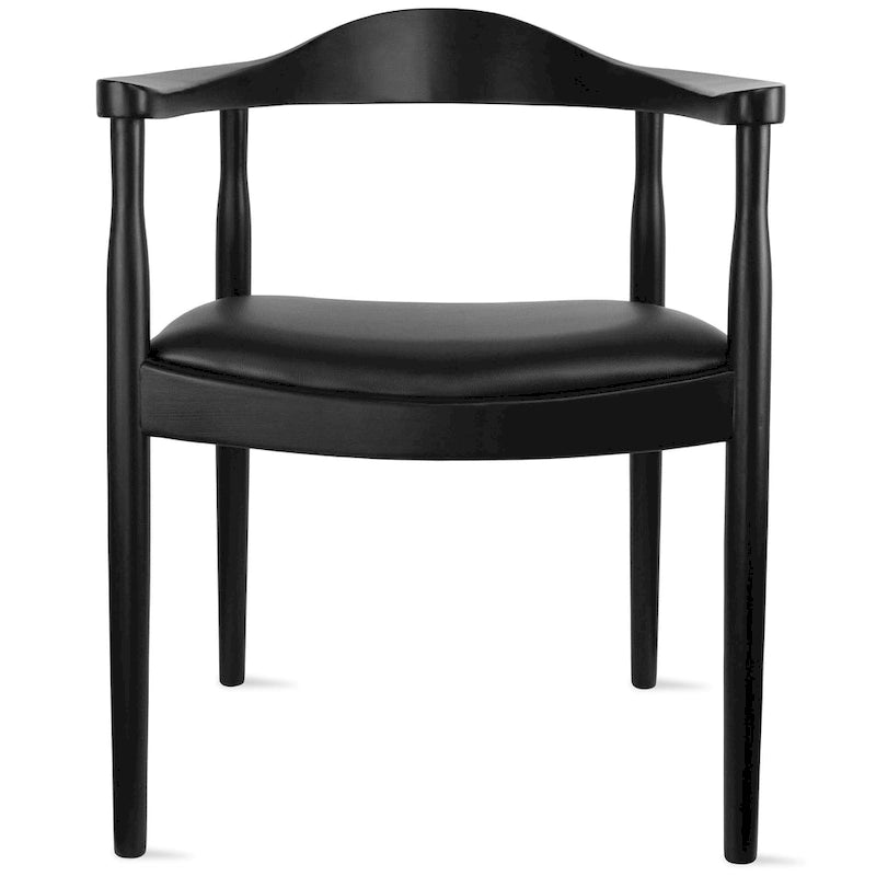 Chaises Kennedy en bois massif avec accoudoirs, en chêne et similicuir, pour salle à manger, cuisine, chambre, bureau.