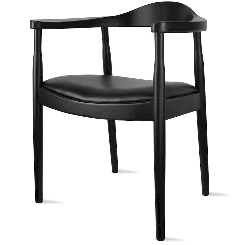 Chaises Kennedy en bois massif avec accoudoirs, en chêne et similicuir, pour salle à manger, cuisine, chambre, bureau.