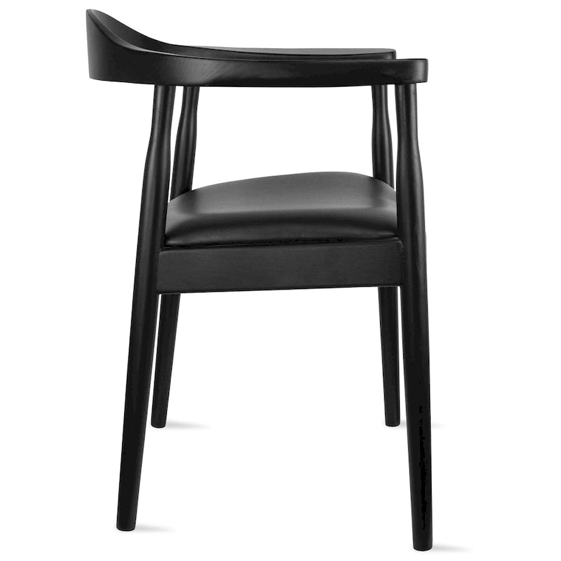 Chaises Kennedy en bois massif avec accoudoirs, en chêne et similicuir, pour salle à manger, cuisine, chambre, bureau.