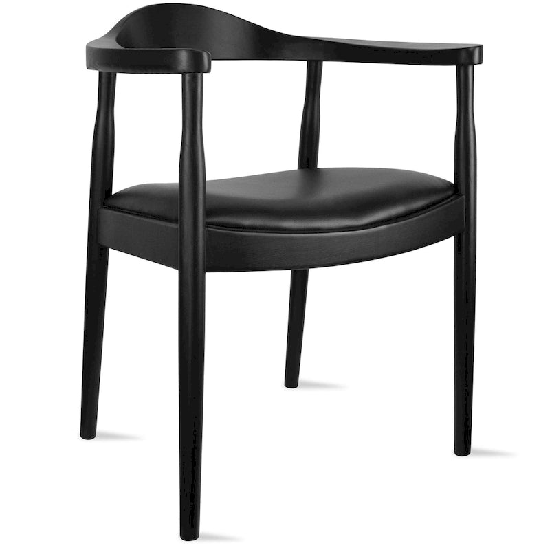 Chaises Kennedy en bois massif avec accoudoirs, en chêne et similicuir, pour salle à manger, cuisine, chambre, bureau.