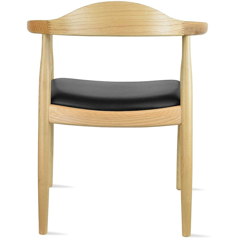Chaises Kennedy en bois massif avec accoudoirs, en chêne et similicuir, pour salle à manger, cuisine, chambre, bureau.
