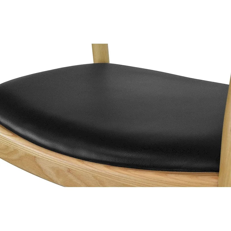 Chaises Kennedy en bois massif avec accoudoirs, en chêne et similicuir, pour salle à manger, cuisine, chambre, bureau.