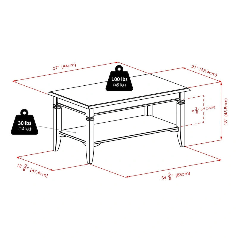 Table basse Nolan, Cappuccino - 37L x 21P x 18H