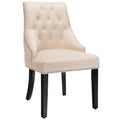 Chaise de salle à manger en velours capitonnée sans accoudoirs avec clous décoratifs et anneau
