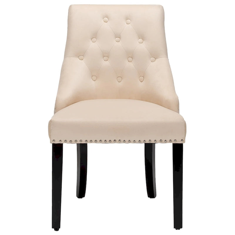Chaise de salle à manger en velours capitonnée sans accoudoirs avec clous décoratifs et anneau