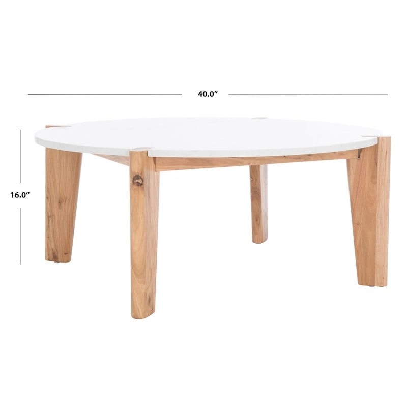 Table basse ronde Sarma à plateau en marbre - 40 po larg. x 40 po prof. x 16 po haut. - 40L x 40P x 16H