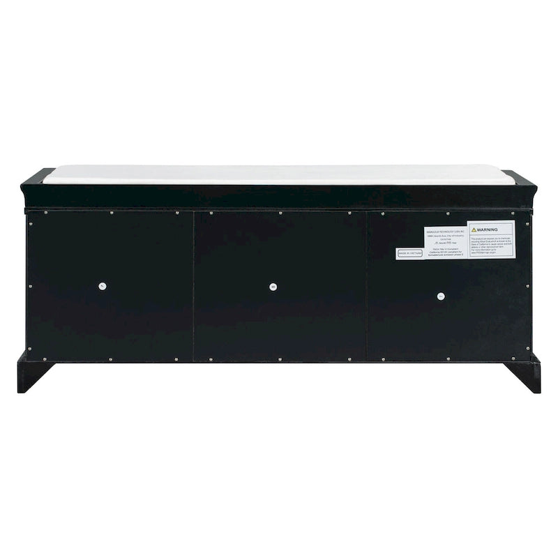 Banc à Chaussures de Rangement avec 2 Tiroirs, 2 Armoires et Coussin Amovible