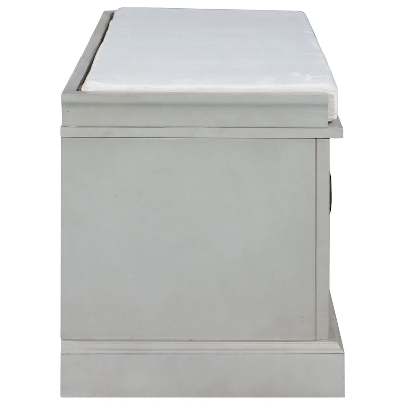 Banc à Chaussures de Rangement avec 2 Tiroirs, 2 Armoires et Coussin Amovible