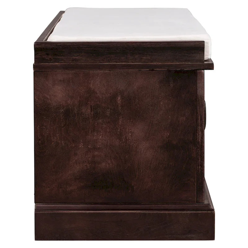 Banc à Chaussures de Rangement avec 2 Tiroirs, 2 Armoires et Coussin Amovible