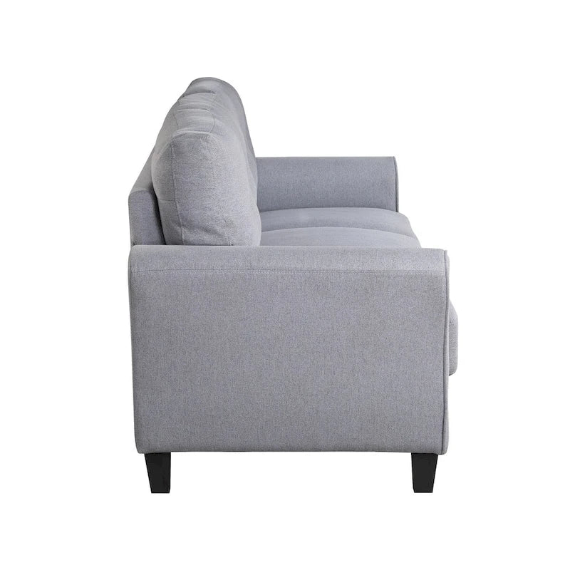 Canapé 3 places moderne en lin gris clair-bleu, coussin confortable