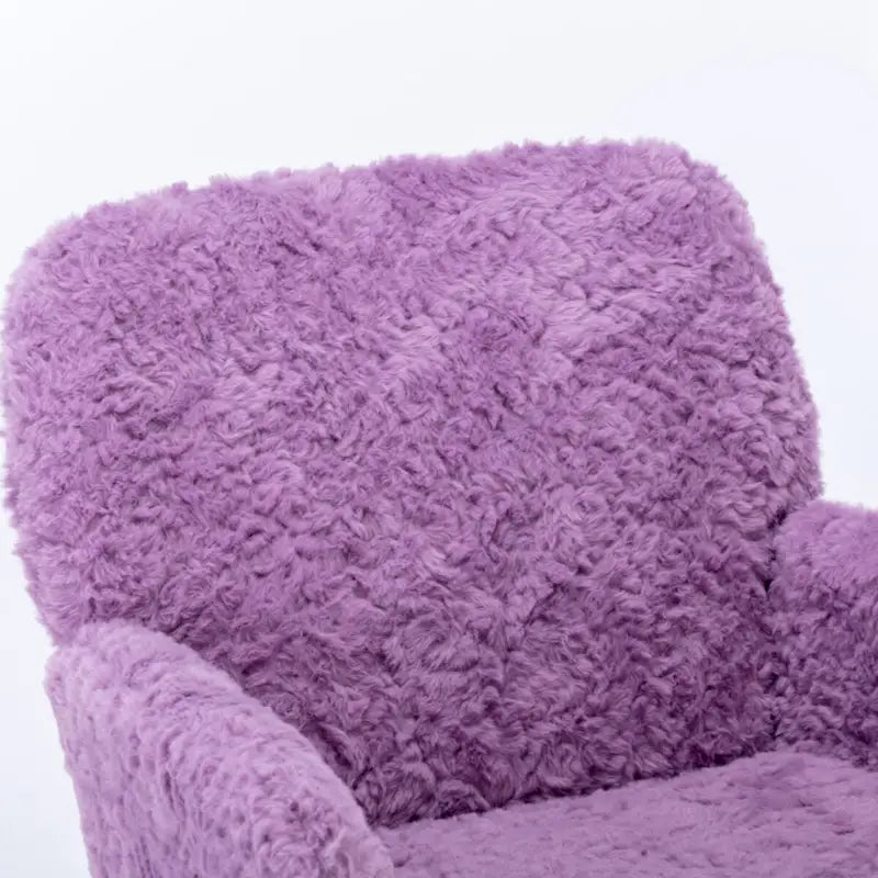 Fauteuil de bureau, fauteuil de bureau en poils de lapin artificiel avec base en métal doré