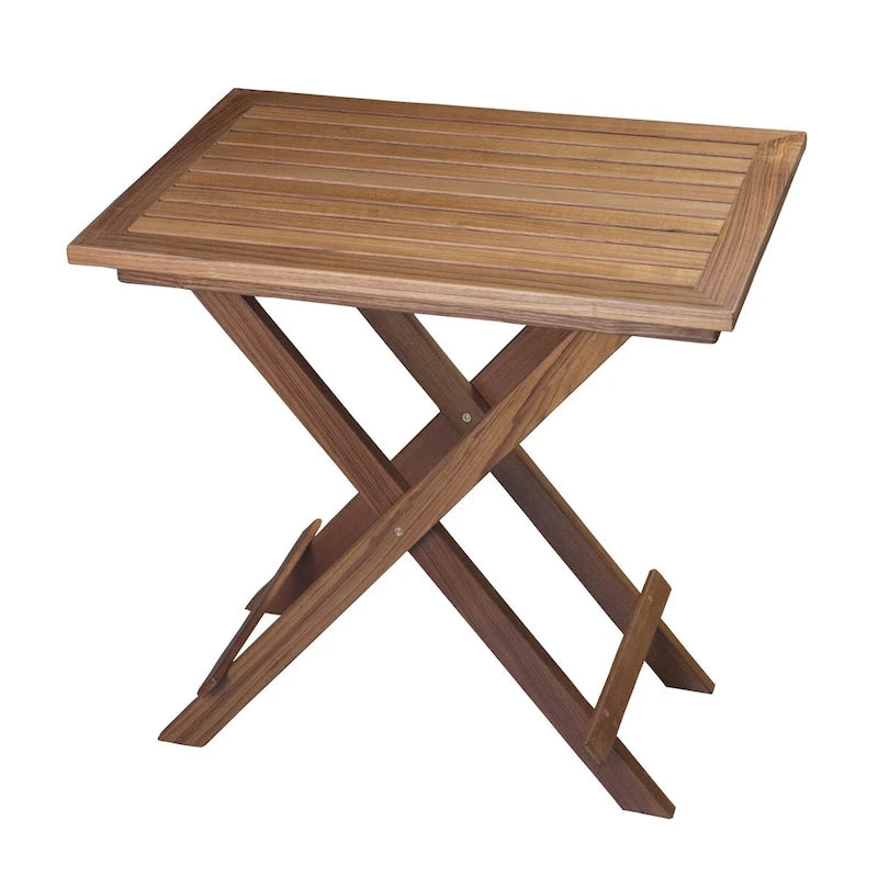 Table à lattes pliante en teck