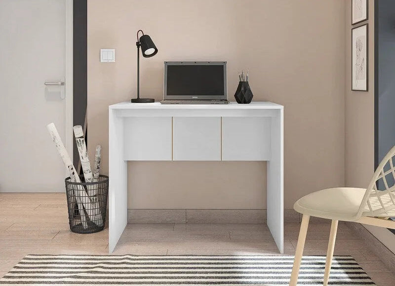 Bureau d'ordinateur moderne 89 cm de large Meuble de bureau pour petits espaces Design minimaliste Table d'étude compacte pour PC et ordinateur portable