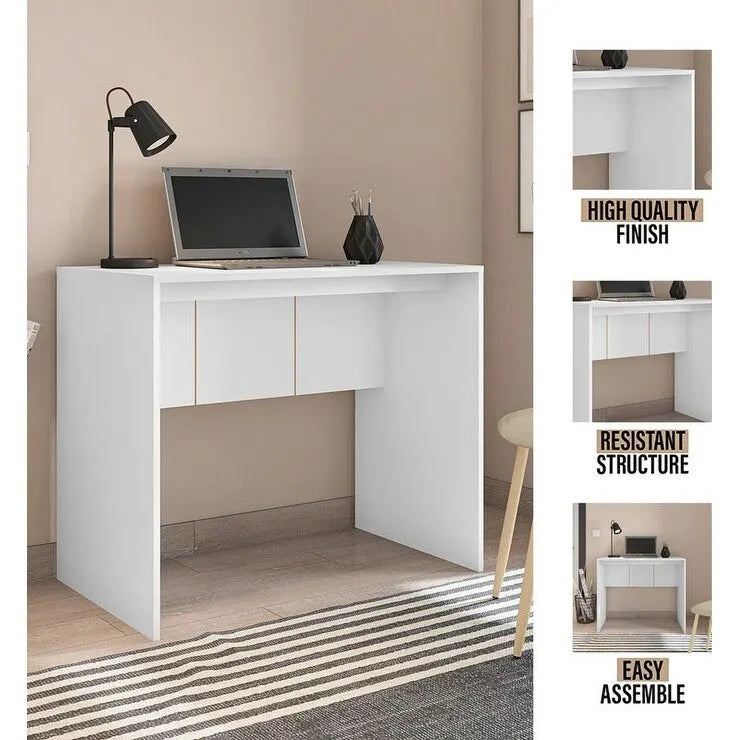 Bureau d'ordinateur moderne 89 cm de large Meuble de bureau pour petits espaces Design minimaliste Table d'étude compacte pour PC et ordinateur portable