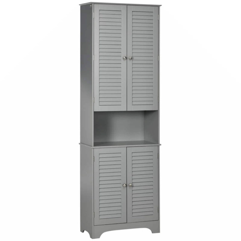 Meuble de Rangement sur Pied pour Salle de Bain avec 2 Armoires et Plan de Travail, Meuble Bas de Salle de Bain