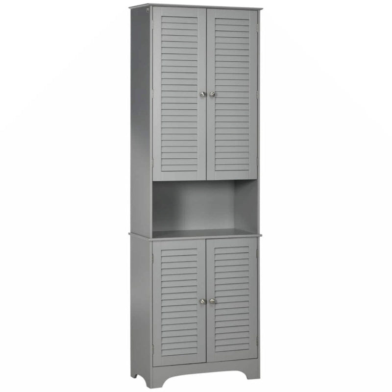 Meuble de Rangement sur Pied pour Salle de Bain avec 2 Armoires et Plan de Travail, Meuble Bas de Salle de Bain