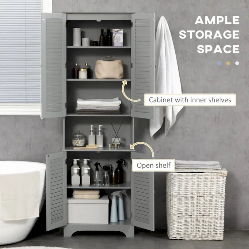 Meuble de Rangement sur Pied pour Salle de Bain avec 2 Armoires et Plan de Travail, Meuble Bas de Salle de Bain