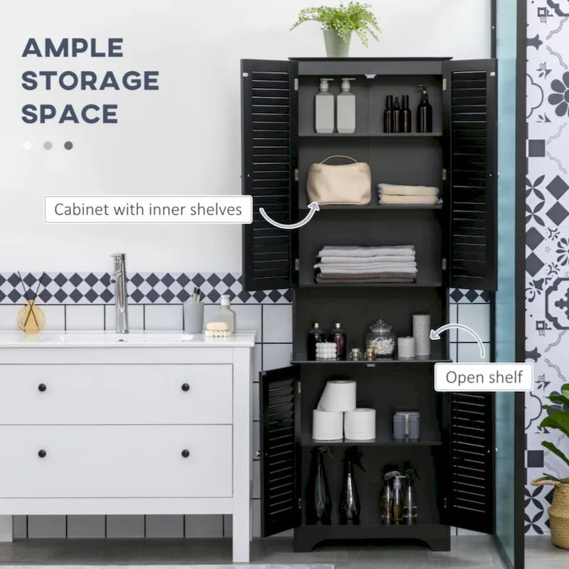 Meuble de Rangement sur Pied pour Salle de Bain avec 2 Armoires et Plan de Travail, Meuble Bas de Salle de Bain