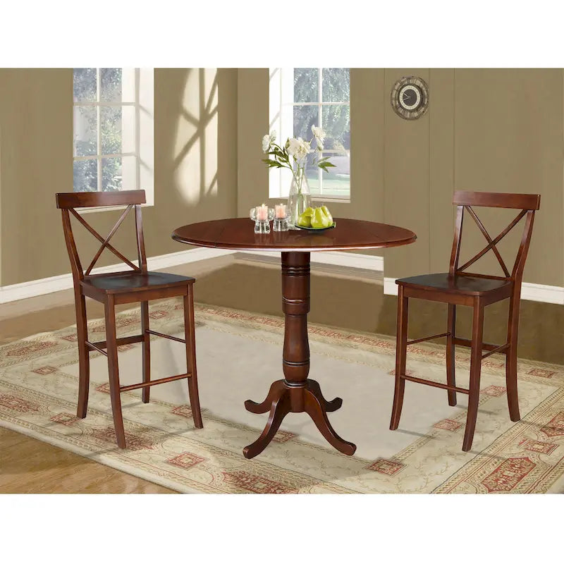Table de bar ronde 42 po et deux tabourets - Espresso